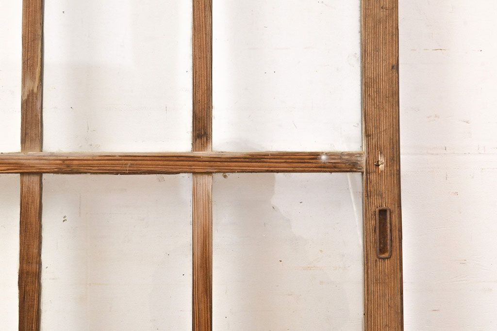 和製アンティーク　懐かしい雰囲気が漂う格子のガラス戸2枚セット(建具、引き戸)(R-051512)