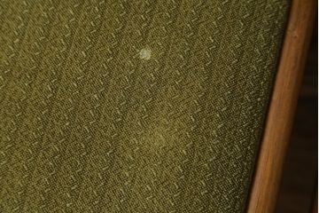 デンマークビンテージ　北欧家具　グリーンのファブリックとチーク材の木色が温かみのある空間を演出するチェア4脚セット(ダイニングチェア、ヴィンテージ)(R-051514)