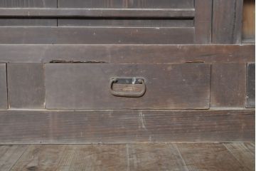 和製アンティーク　前面ヒノキ材　特大サイズ!九尺収納箪笥キャビネット(重ね箪笥、水屋箪笥、食器棚、収納棚)(R-051515)