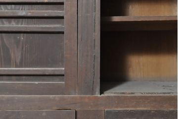 和製アンティーク　前面ヒノキ材　特大サイズ!九尺収納箪笥キャビネット(水屋箪笥、食器棚、収納棚、サイドボード)(R-051517)