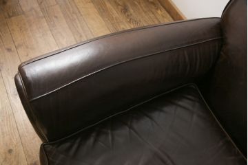 海外ビンテージ　使い込まれた本革の風合いが味わい深い一人掛けソファ(1Pソファ、ヴィンテージ)(R-051522)