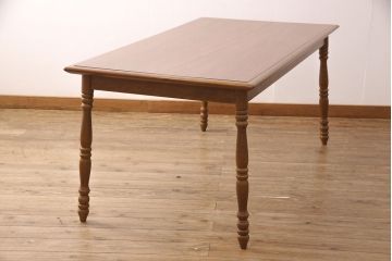 ヴィンテージ家具　和製ビンテージ　柏木工(KASHIWA・カシワ)　天板デコラ板　木の温もりを感じられるダイニングセット(ダイニングテーブル、4人掛け、ダイニングチェア4脚、板座チェア)(R-051533)