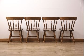 ヴィンテージ家具　和製ビンテージ　柏木工(KASHIWA・カシワ)　天板デコラ板　木の温もりを感じられるダイニングセット(ダイニングテーブル、4人掛け、ダイニングチェア4脚、板座チェア)(R-051533)