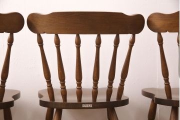 ヴィンテージ家具　和製ビンテージ　柏木工(KASHIWA・カシワ)　天板デコラ板　木の温もりを感じられるダイニングセット(ダイニングテーブル、4人掛け、ダイニングチェア4脚、板座チェア)(R-051533)