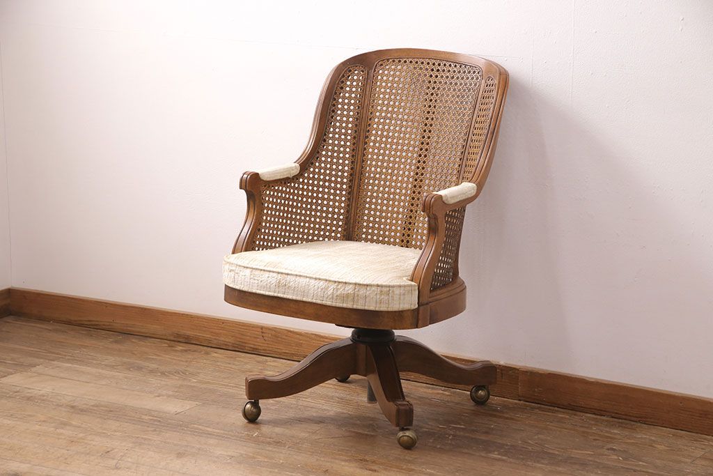 中古　美品　DREXEL HERITAGE(ドレクセルヘリテイジ)　Cameo Classics(キャメオクラシックス)　格調高い雰囲気が魅力のマホガニー製デスクチェア(定価約40万円)(椅子、オフィスチェア)(R-051540)