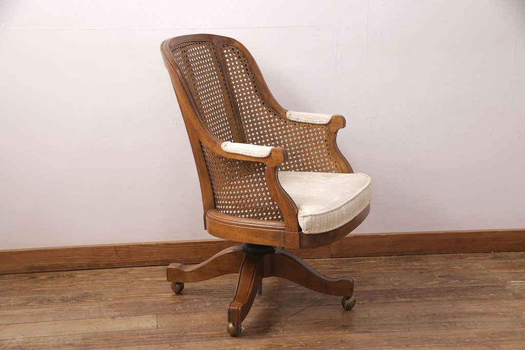 中古　美品　DREXEL HERITAGE(ドレクセルヘリテイジ)　Cameo Classics(キャメオクラシックス)　格調高い雰囲気が魅力のマホガニー製デスクチェア(定価約40万円)(椅子、オフィスチェア)(R-051540)