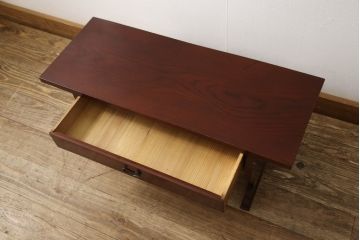 和製アンティーク　総ケヤキ材　漆塗り　凝った脚の造りが魅力の文机(座机、ローテーブル)(R-051541)