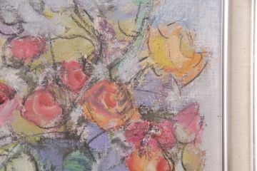 油彩画　樫原隆男　花　三軌会会員　油絵(ディスプレイ)(R-051555)