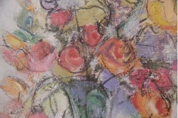 油彩画　樫原隆男　花　三軌会会員　油絵(ディスプレイ)(R-051555)