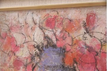 油彩画　樫原隆男　花　三軌会会員　油絵(ディスプレイ)(R-051556)