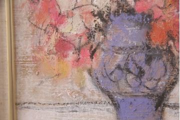 油彩画　樫原隆男　花　三軌会会員　油絵(ディスプレイ)(R-051556)