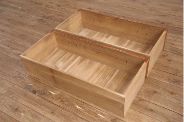 和製アンティーク　迫力ある十字金具が上手!観音開きの時代箪笥(引き出し、ローボード)(R-051558)