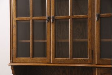 中古　三越家具　カントリーハウス　洋風家具　イギリスカントリースタイルのような温かみのある空間にぴったりの重ね食器棚(キャビネット、収納棚、ブルージュ、ビンテージ)(R-051569)