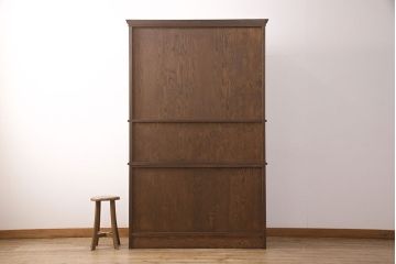 中古　三越家具　カントリーハウス　洋風家具　イギリスカントリースタイルのような温かみのある空間にぴったりの重ね食器棚(キャビネット、収納棚、ブルージュ、ビンテージ)(R-051569)