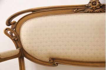 ヨーロッパヴィンテージ　最高級イタリア輸入家具　CLItalia(CLイタリア)社　アールヌーヴォー様式　優美な佇まいのアームソファ(2人掛け、二人掛け、ビンテージ)(R-051578)(検索ワード:メデア、Medea)