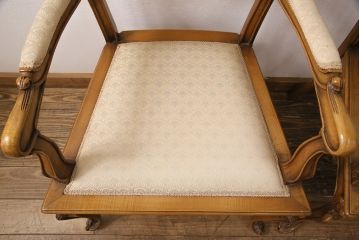 ヨーロッパヴィンテージ　最高級イタリア輸入家具　CLItalia(CLイタリア)社　アールヌーヴォー様式　優美な佇まいのアームチェア2脚セット(椅子、イス、ビンテージ)(R-051579)(検索ワード:メデア、Medea)