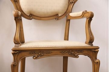 ヨーロッパヴィンテージ　最高級イタリア輸入家具　CLItalia(CLイタリア)社　アールヌーヴォー様式　優美な佇まいのアームチェア2脚セット(椅子、イス、ビンテージ)(R-051579)(検索ワード:メデア、Medea)