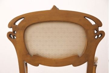 ヨーロッパヴィンテージ　最高級イタリア輸入家具　CLItalia(CLイタリア)社　アールヌーヴォー様式　優美な佇まいのアームチェア2脚セット(椅子、イス、ビンテージ)(R-051579)(検索ワード:メデア、Medea)