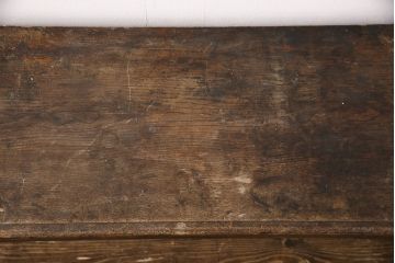 和製アンティーク　栓材　二人並んで座っても使いやすい横長サイズが嬉しい薄型机(ワークデスク、在宅ワーク、在宅用、コンソールデスク)(R-051580)