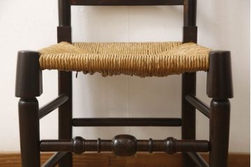 中古　松本民芸家具　38型　落ち着きのある色味とラッシのコントラストがおしゃれなスピンドルチェア(ダイニングチェア、椅子)(R-051581)