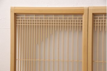 中古　美品　組子細工と整然と並ぶ桟が美しい書院戸4枚セット(窓、引き戸、建具)(R-051582)