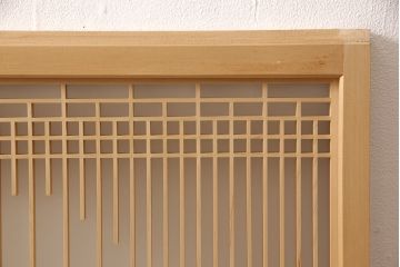 中古　美品　組子細工と整然と並ぶ桟が美しい書院戸4枚セット(窓、引き戸、建具)(R-051582)