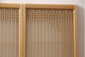 中古　美品　組子細工と整然と並ぶ桟が美しい書院戸4枚セット(窓、引き戸、建具)(R-051582)