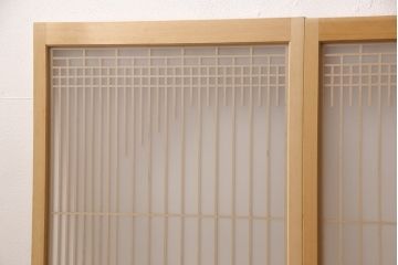 中古　美品　組子細工と整然と並ぶ桟が美しい書院戸4枚セット(窓、引き戸、建具)(R-051582)