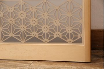 中古　美品　組子細工と整然と並ぶ桟が美しい書院戸4枚セット(窓、引き戸、建具)(R-051582)