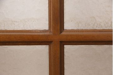アンティーク建具　昭和レトロな木製窓2枚セット(ガラス戸、引き戸、建具)(R-051583)