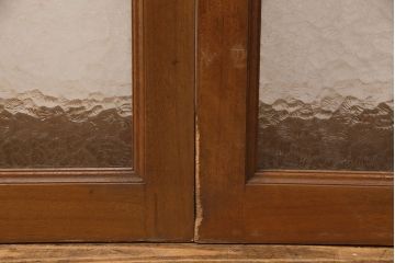 アンティーク建具　昭和レトロな木製窓2枚セット(ガラス戸、引き戸、建具)(R-051583)