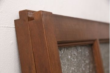 アンティーク建具　昭和レトロな木製窓2枚セット(ガラス戸、引き戸、建具)(R-051583)