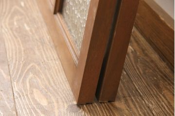 アンティーク建具　昭和レトロな木製窓2枚セット(ガラス戸、引き戸、建具)(R-051583)