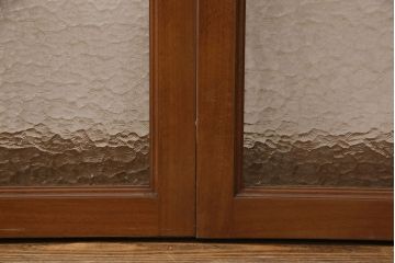 アンティーク建具　昭和レトロな木製窓2枚セット(ガラス戸、引き戸、建具)(R-051583)