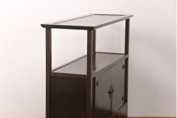 中古　松本民芸家具　和モダンな空間づくりに活躍するG型朝鮮棚(飾り棚、茶棚、茶箪笥、収納棚)(定価約46万円)(R-051586)