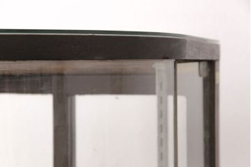 和製アンティーク　人気の縦型!すっきりとした佇まいのR型(曲面)ガラスケース(飾り棚、陳列棚)(R-051588)