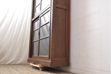 アンティーク家具　ナラ材　古い洋館で使われていた上品な雰囲気あふれる収納棚(食器棚、本箱、ブックケース、店舗什器、陳列棚)(R-051599)