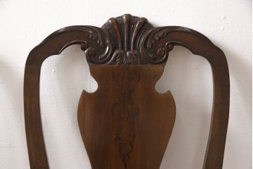 イギリスアンティーク　彫りの装飾が美しい!バルボスレッグが目を引くチェア2脚セット(ダイニングチェア、椅子)(R-051603)