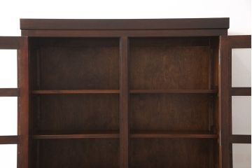 中古　美品　松本民芸家具　特注品　落ち着きのある大人空間にもってこい!上品な重ね食器棚(収納棚、戸棚、キャビネット、飾り棚、本箱)(定価約55万円)(R-051611)