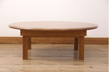 中古　RUDO　ナラ材　滑らかな木肌が魅力の折り畳みちゃぶ台(座卓、ローテーブル)(R-051637)