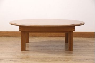 中古　RUDO　ナラ材　滑らかな木肌が魅力の折り畳みちゃぶ台(座卓、ローテーブル)(R-051637)