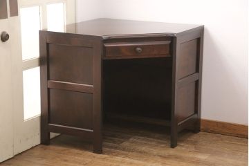 中古　北海道民芸家具　こだわりのお部屋づくりにおすすめなコーナーデスク(ワークデスク、机、在宅ワーク、在宅用)(R-051642)