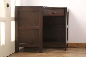 中古　北海道民芸家具　こだわりのお部屋づくりにおすすめなコーナーデスク(ワークデスク、机、在宅ワーク、在宅用)(R-051642)