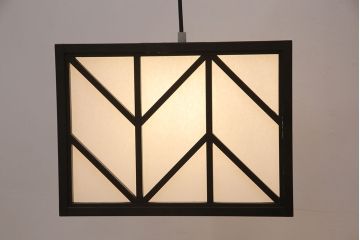 中古　松本民芸家具　矢羽型笠　モダンな雰囲気を醸しだす天井照明(吊り下げ照明、ペンダント照明、シェード)(R-051645)