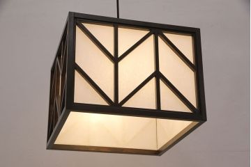 中古　松本民芸家具　矢羽型笠　モダンな雰囲気を醸しだす天井照明(吊り下げ照明、ペンダント照明、シェード)(R-051645)