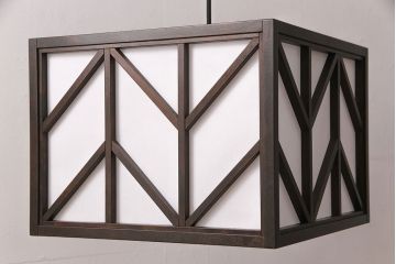 中古　松本民芸家具　矢羽型笠　モダンな雰囲気を醸しだす天井照明(吊り下げ照明、ペンダント照明、シェード)(R-051645)