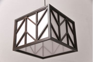 中古　松本民芸家具　矢羽型笠　モダンな雰囲気を醸しだす天井照明(吊り下げ照明、ペンダント照明、シェード)(R-051645)