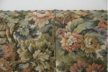 中古　神戸洋家具　永田良介商店　ゲンコツ型　最高峰!花柄ファブリックが格調高い空間を演出する3人掛けソファ(定価約150万円)(アームソファ、三人掛け、3P)(R-051654)