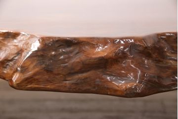 中古　楓(カエデ)材　鳥眼杢(バーズアイ)一枚板　自然な木の風合いを活かした、分厚い天板の特大座卓(ローテーブル)(R-051655)