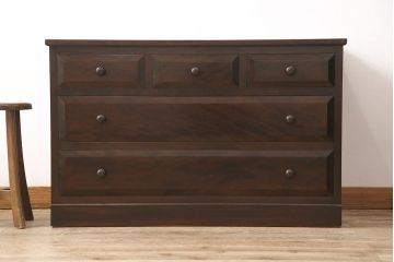 中古　松本民芸家具　天板リメイク　落ち着いた大人の空間づくりに活躍するローチェスト(和タンス、サイドボード、ローボード、引き出し)(R-051660)